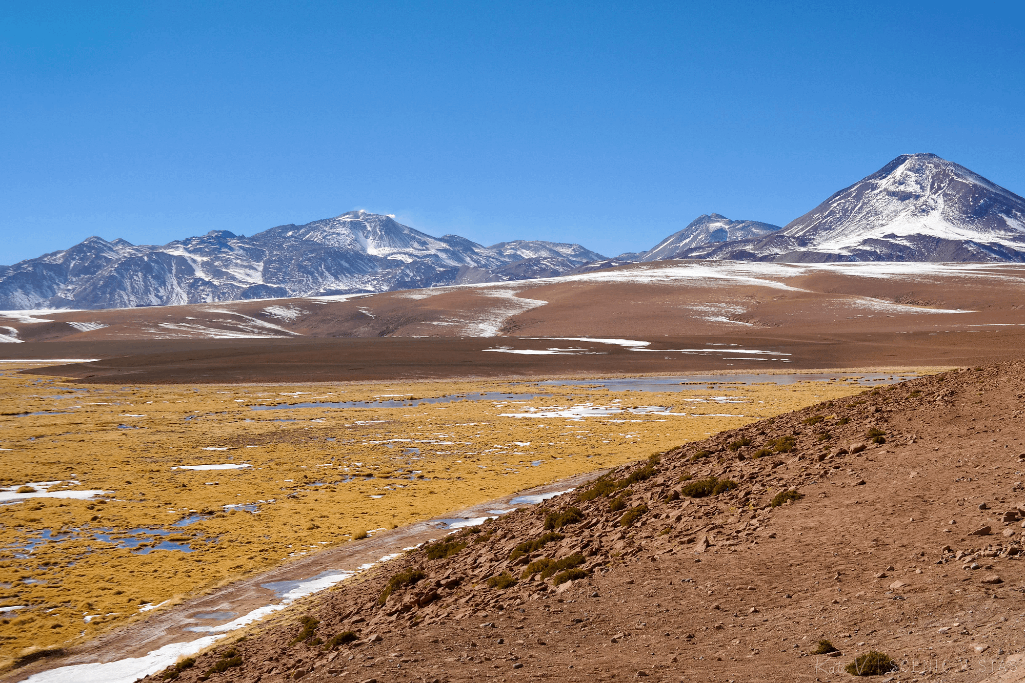 Snow-capped Andes mountains in the Atacama Desert